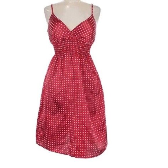 Wet Seal VTG Y2K Coquette Red Polka Dot Satin 90s Babydoll Dress Size Medium - Picture 1 of 13